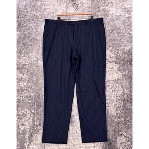 Canali Dress Pants 40 x 31 Mens Blue Pinstripe Wool Slim Straight Trouser